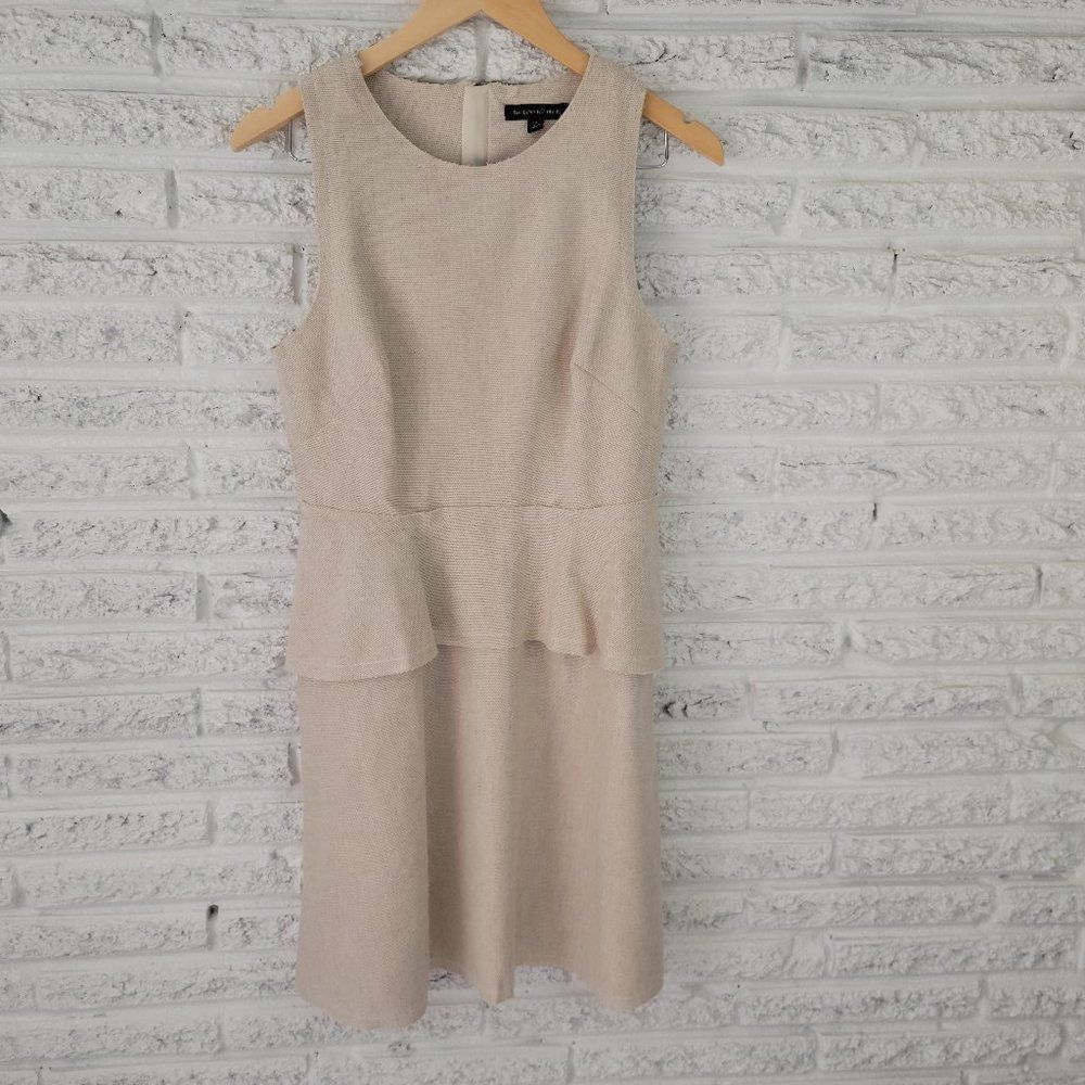 Banana Republic Womens Dress 10 Burlap Fit Flare Mini Beige Linen D23E